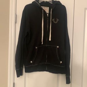 True Religion black zip up hoodie